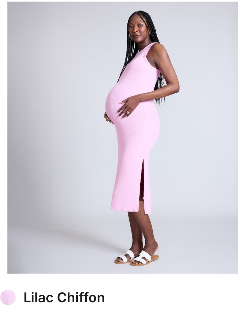 Motherhood Lilac Sleeveless Midi Maternity Dress